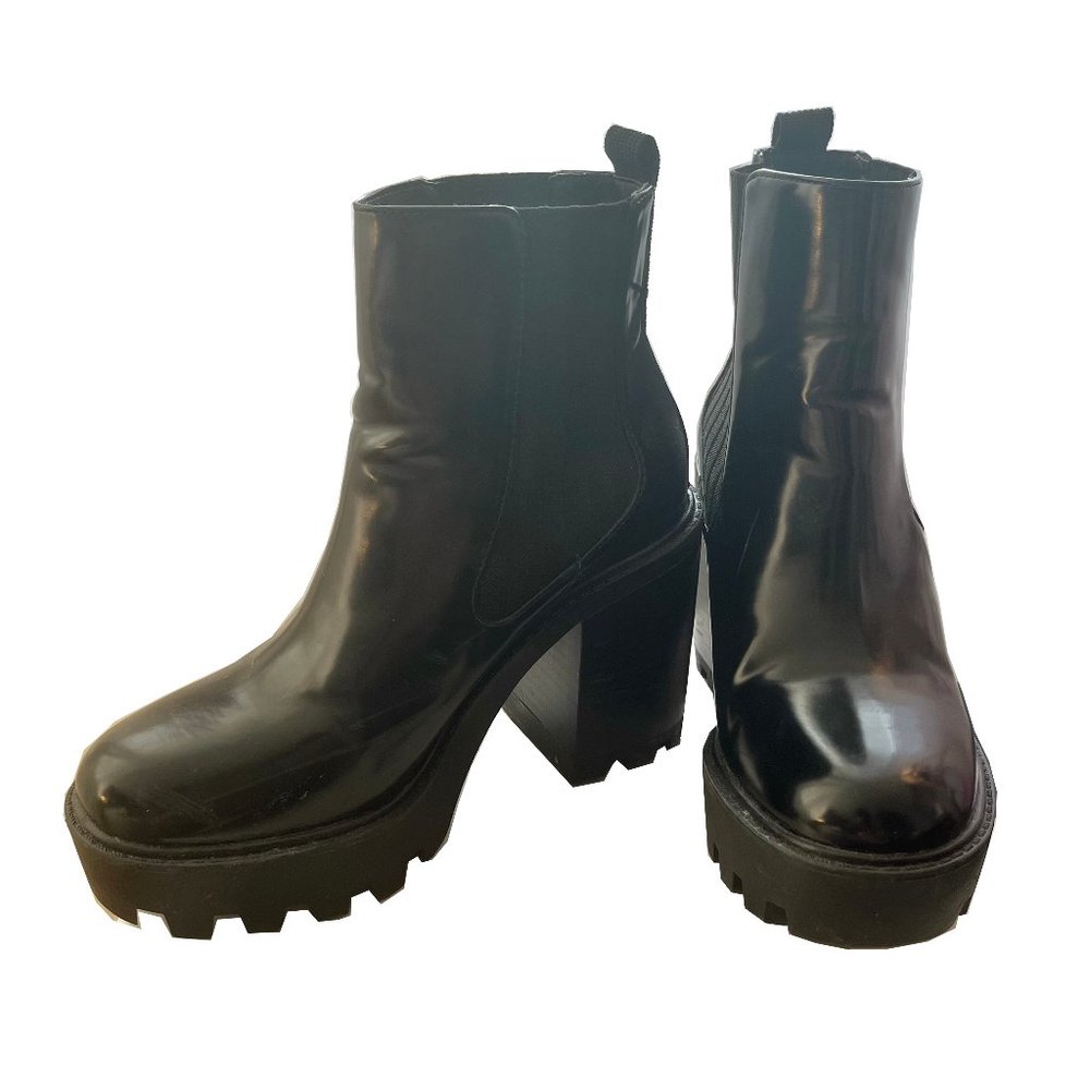 Leather Chunky Platform Ankle Boots ๐ ZARA, US 7